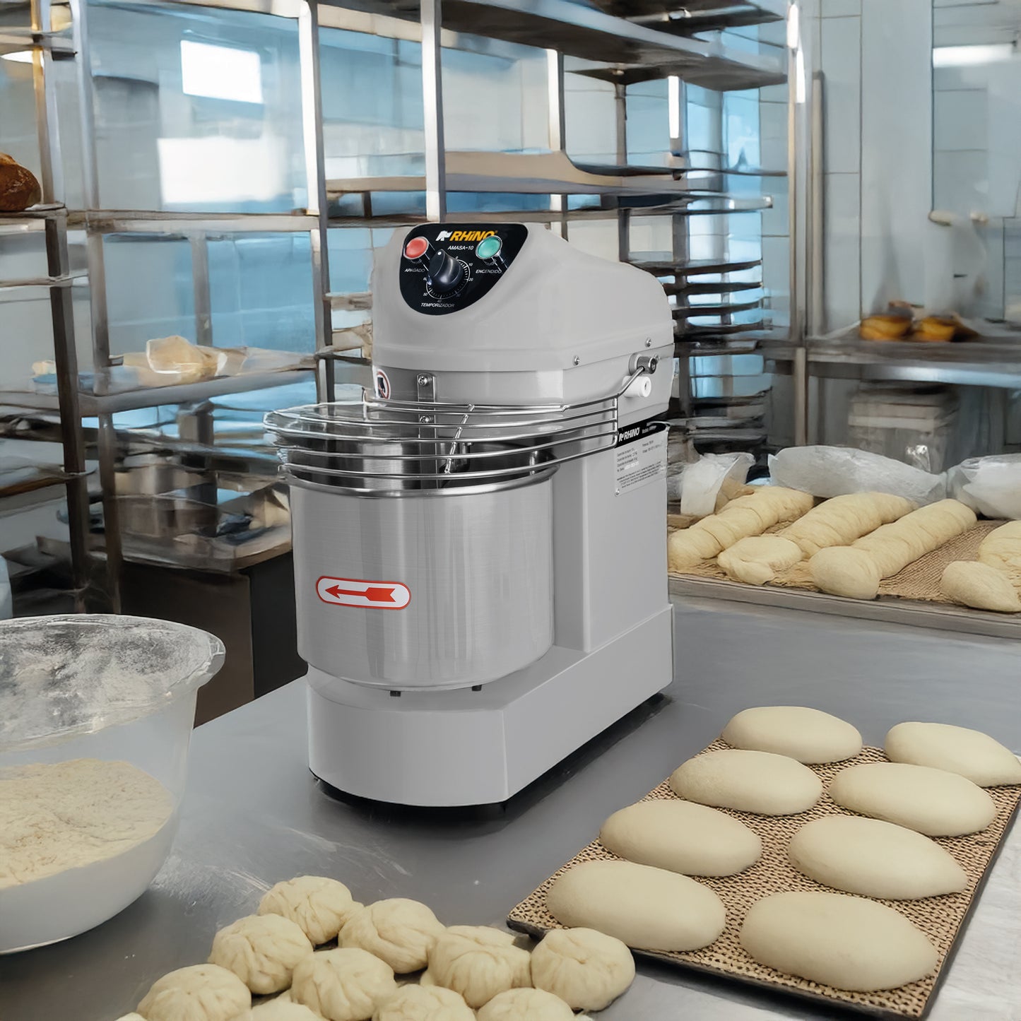 Amasadora Comercial Rhino AMASA 10 Litros 1 HP capacidad de amasado 4kg