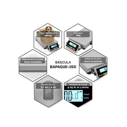 Bascula Digital Rhino Plataforma Paquetería Bapaque-150kg