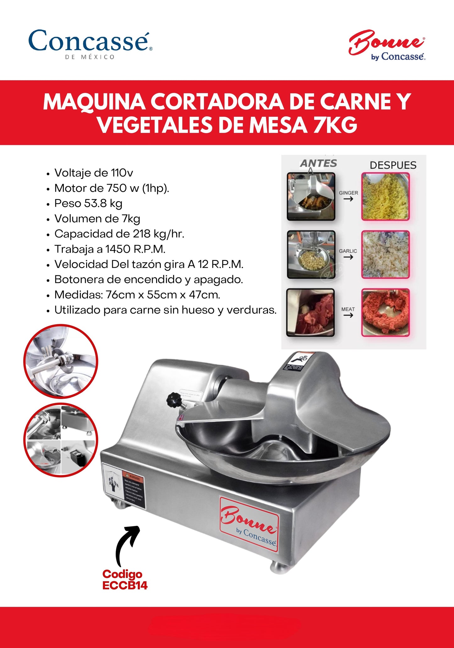 Procesador De Alimentos Cortador Mezclador De Mesa 218kg/hr