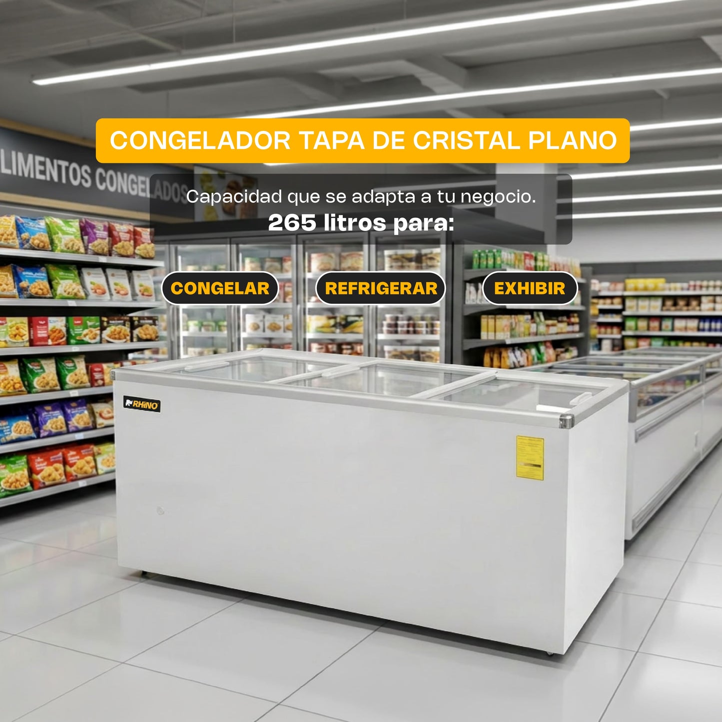 Congelador tapa de cristal CONGECRI 12P / RHINO