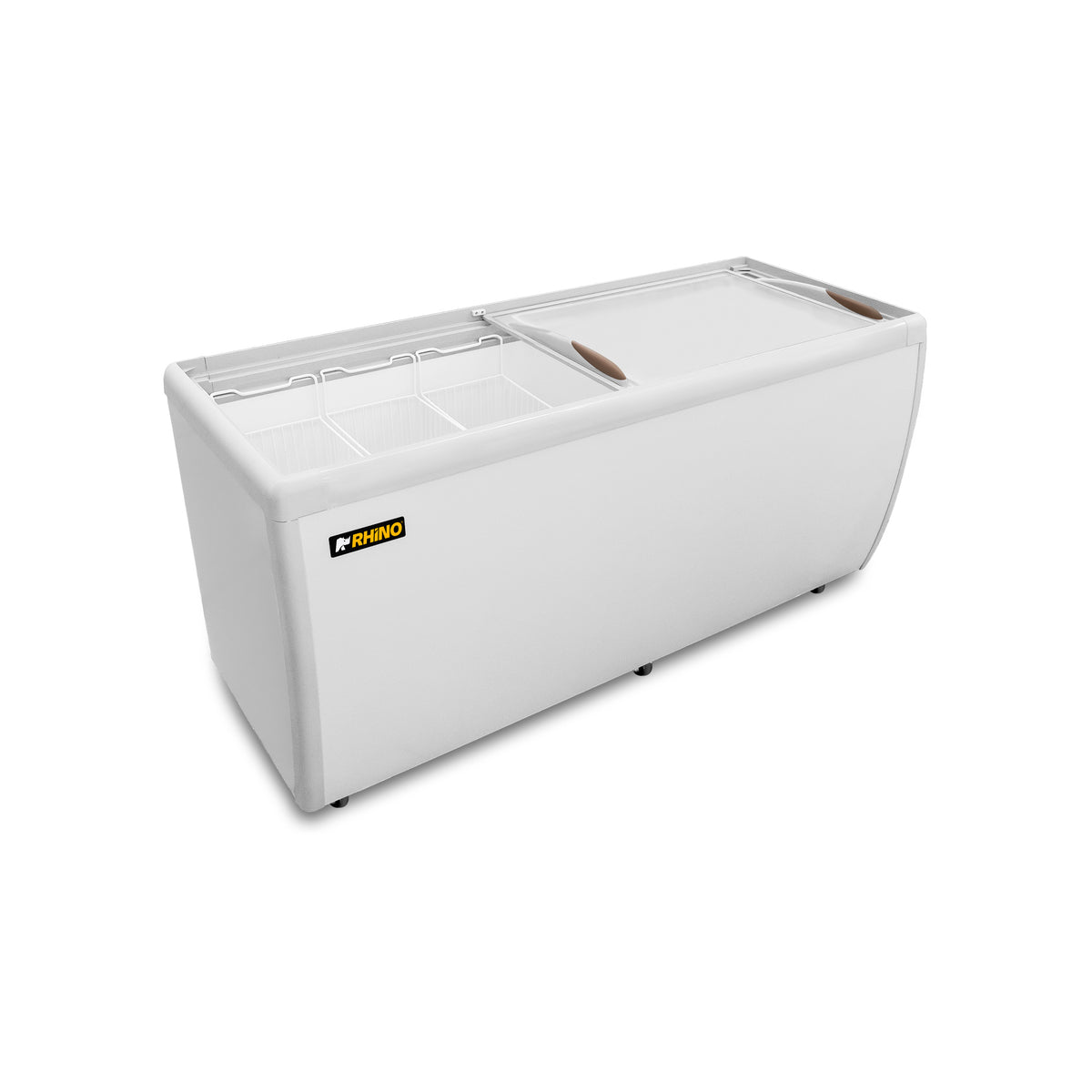 Congelador Horizontal Rhino 450L, Doble Función, Con Tapa De Cristal Y 3 Canastillas