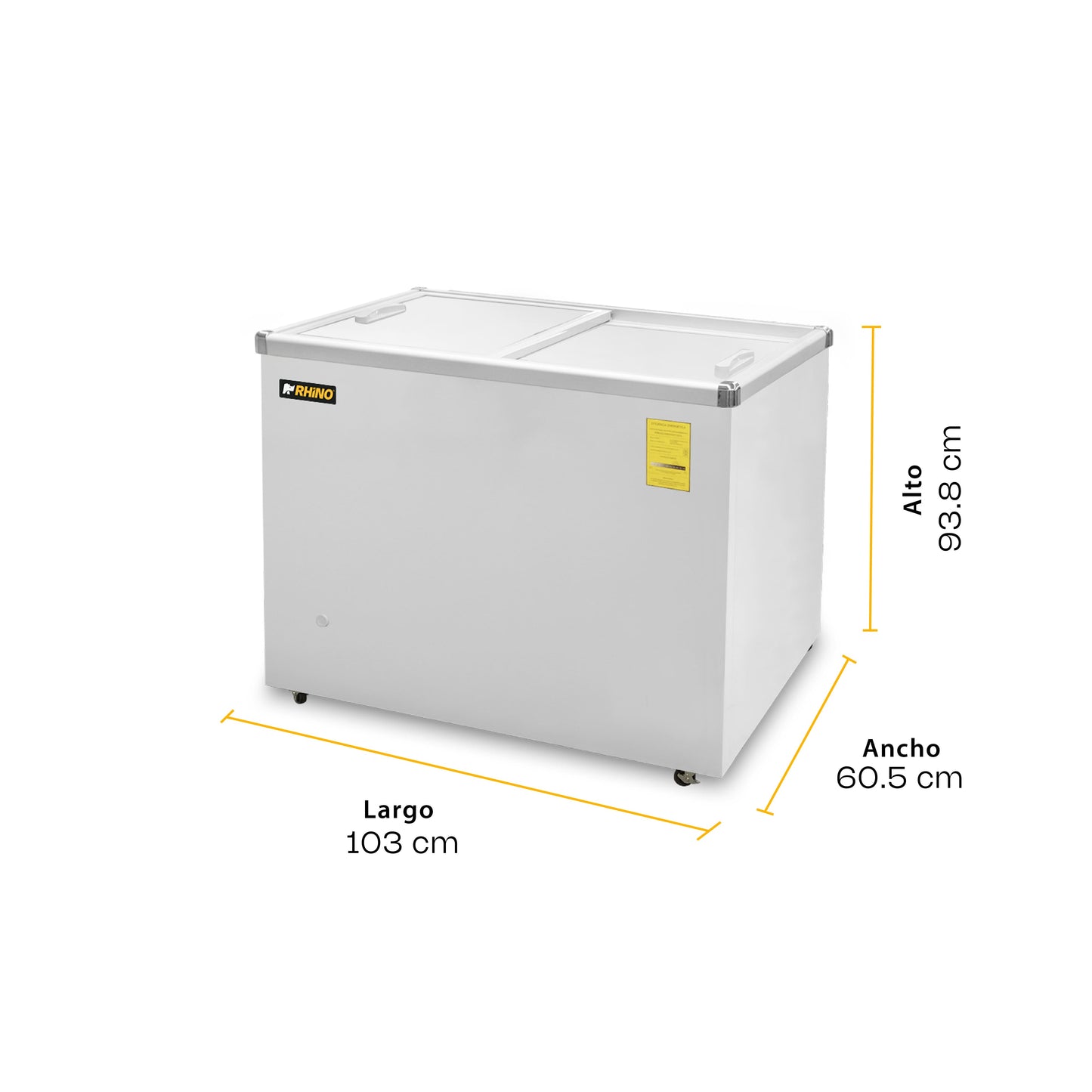 Congelador Horizontal Rhino de 161L con Tapa de Cristal y Función Dual