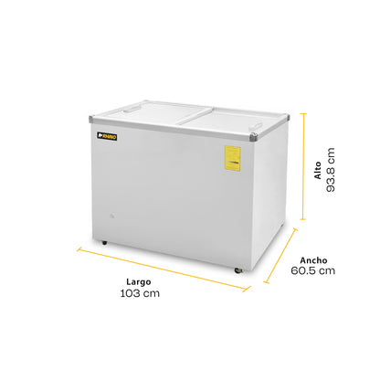 Congelador Horizontal Rhino de 161L con Tapa de Cristal y Función Dual