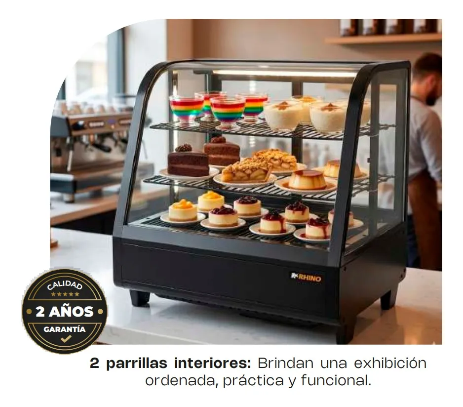 Rhino Vitrina Refrigerada De Mostrador Viremo100 76L  rango temperatura 0°C A 10°C 120V