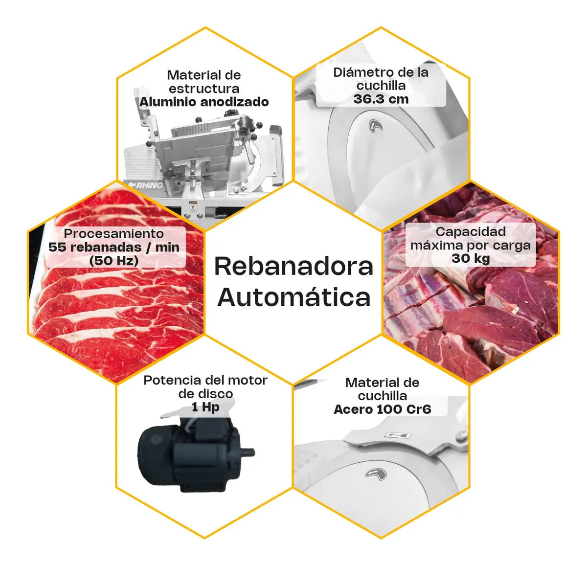 Rebanadora Automática Rhino Rebac363 Carnicera Semicongelada
