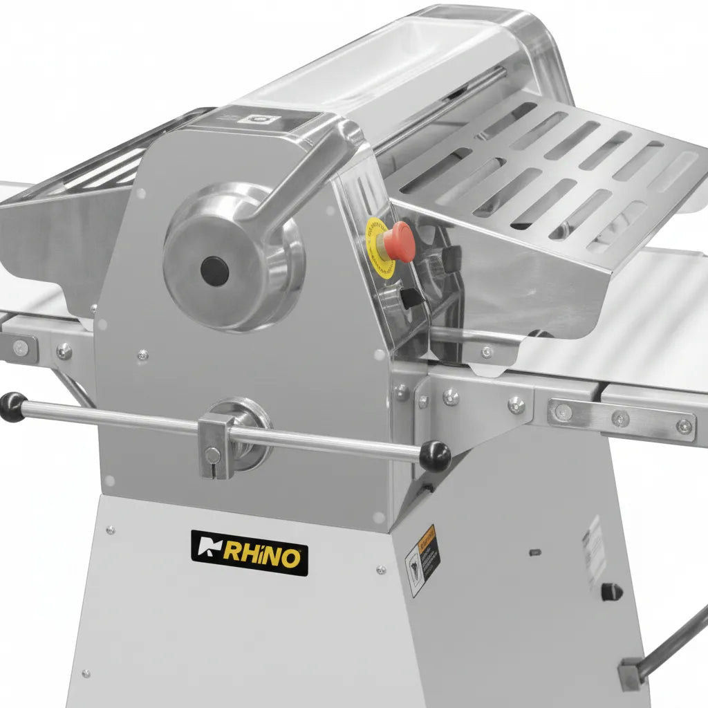 Laminadora De Masa En Piso Con Bandas Reversibles Rhino LAMBA-274P 550w Apertura de 0 a 40 mm