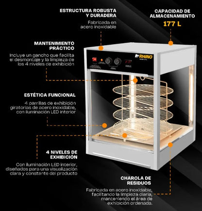 Vitrina Calentadora De Pizza Rhino Vicapi-177l