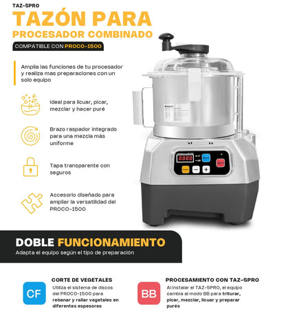 Tazón Para Procesador Combinado Taz-5pro Rhino 5.5L