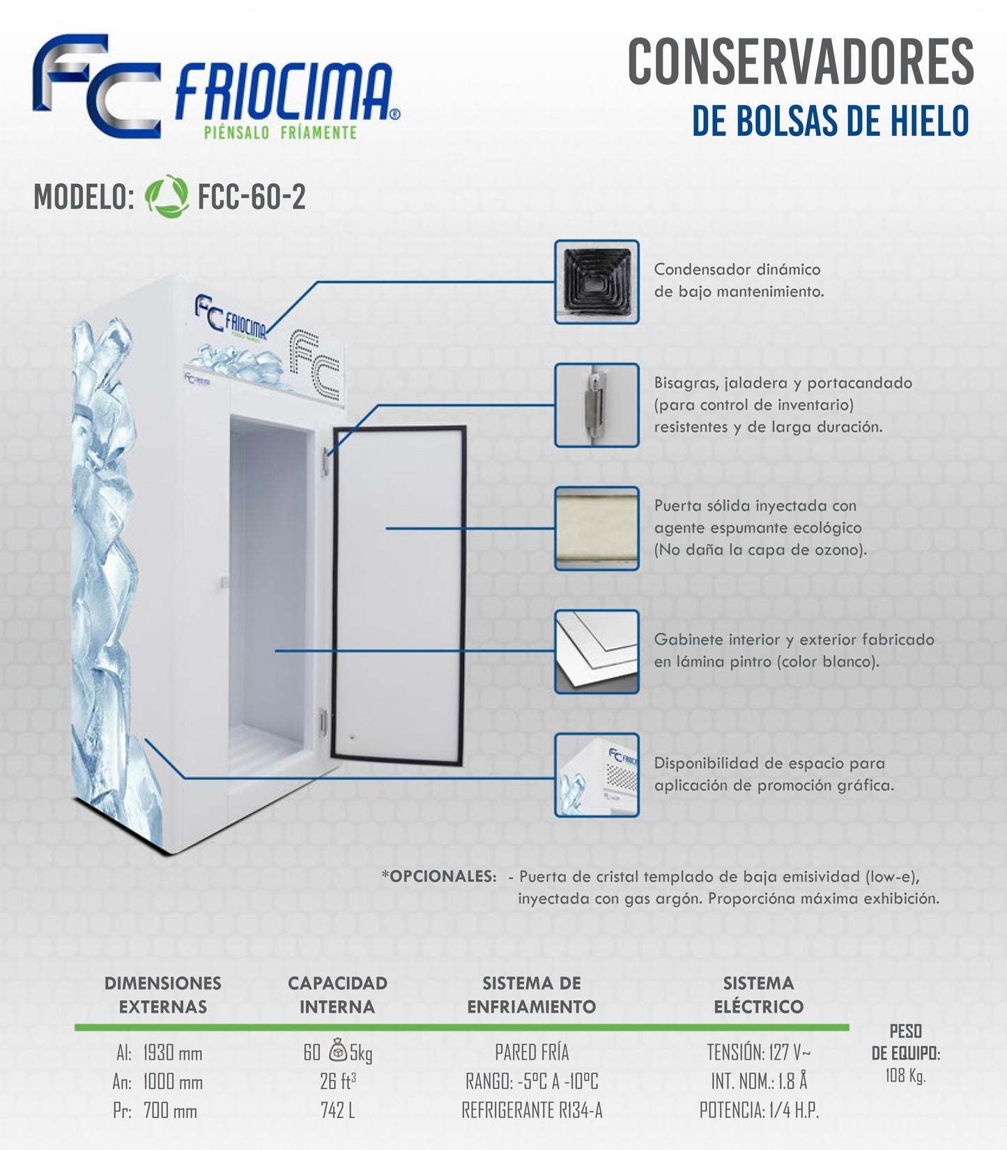 Conservador De Hielo Friocima 60 Bolsas 26ft  FCC-60-2