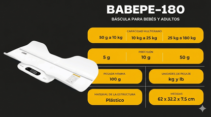 Rhino Báscula Multifuncional 2 En 1 Para Bebés/adultos 180kg Blanco