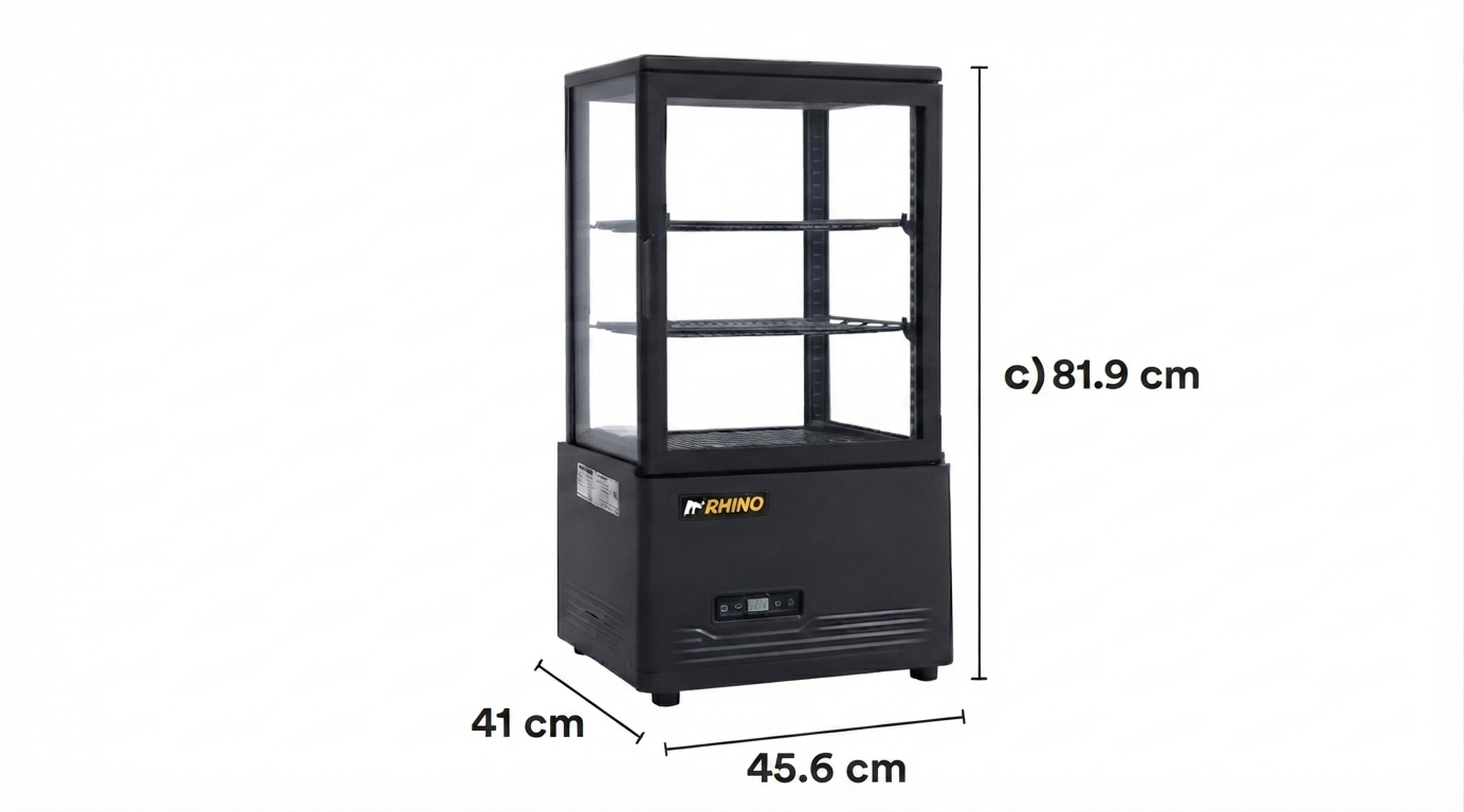 Vitrina Refrigerada Vertical Panorámica Rhino VIVEPA-2 60L 0°C a 12°C