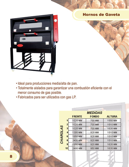 Horno Para Pizzas Piedra Refractaria 4 Charolas Tahona GasLP