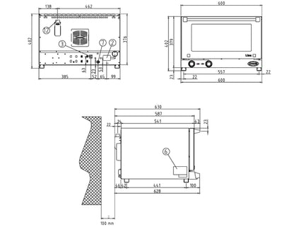 Horno de Convección UNOX Lisa 3 Charolas 30 a 260°C 110V ventilador interior