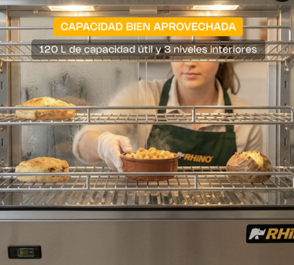 Vitrina Caliente sobre Mostrador 120 L  VICAMO 120L / RHINO