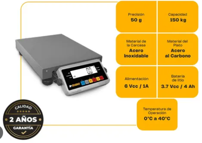 Bascula Digital Rhino Plataforma Paquetería Bapaque-150kg
