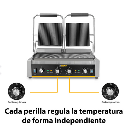 Plancha Panini Comercial Rhino Doble Parilla Planpa-3600w