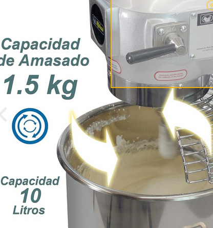 Batidora Planetaria 10 lt Rhino Bati10 3 Velocidades Amasa 1.5 kg