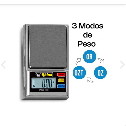 Bascula Electrónica de Bolsillo Rhino Babol100g Capacidad 100 g Precisión 0.01 g
