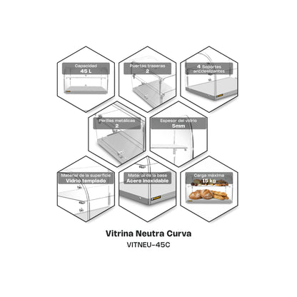 Vitrina Neutra Curva 45 Litros VITNEU 45C / RHINO