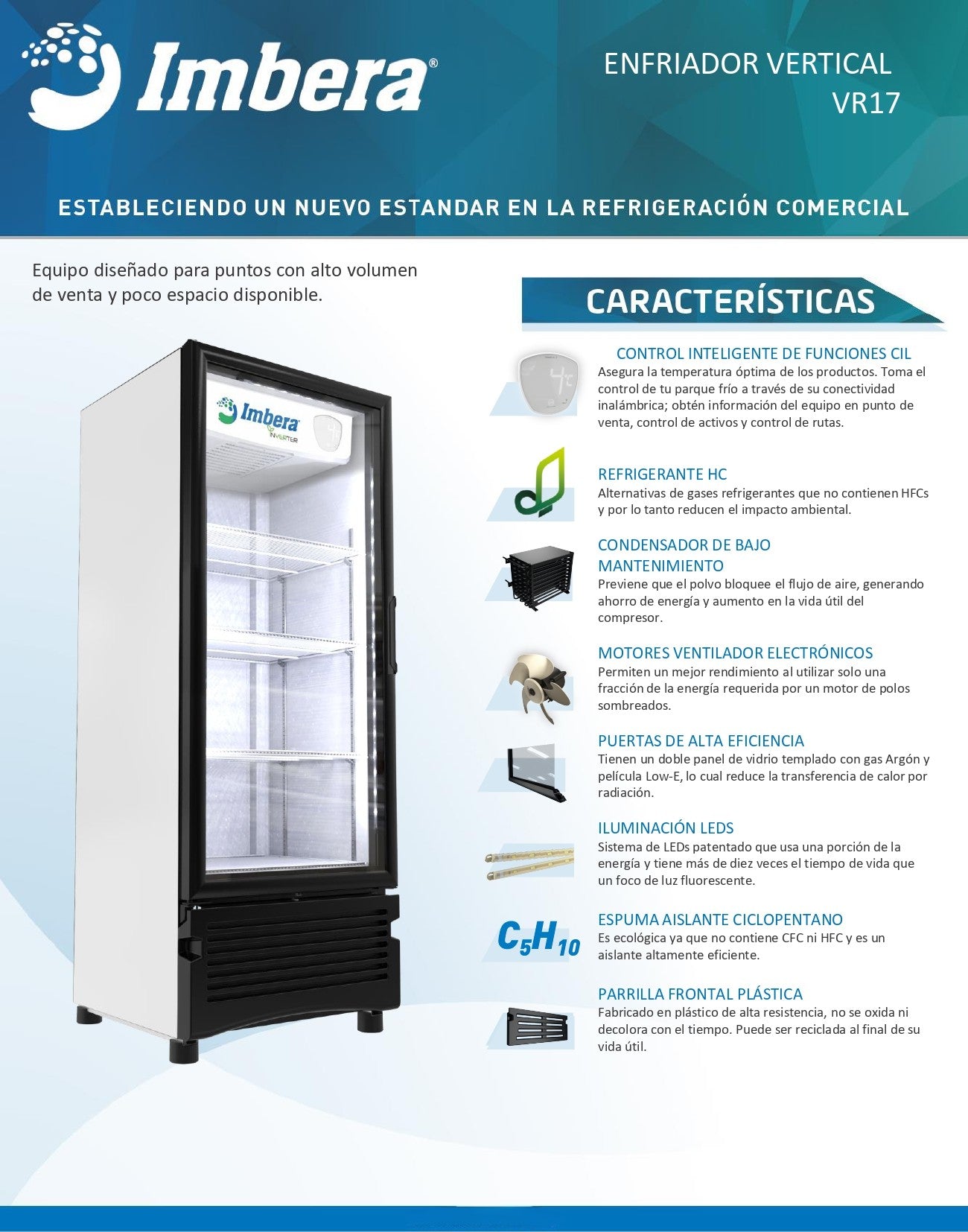 Refrigerador Comercial Imbera 17pies Vr17 -3°c A 10°c Blanco 4 Parrillas