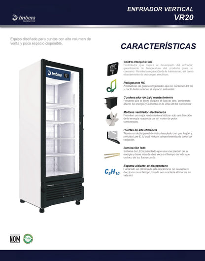 Refrigerador Comercial Imbera 20pies Vr-20  0°C A 7°C Blanco