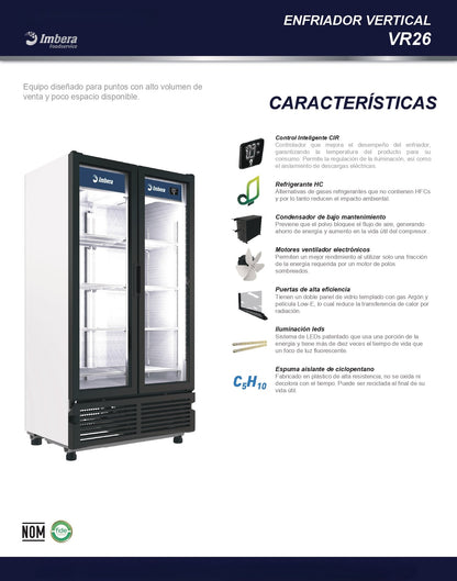 Refrigerador Comercial Imbera 26pies Vr-26 0°C A 7°C Blanco