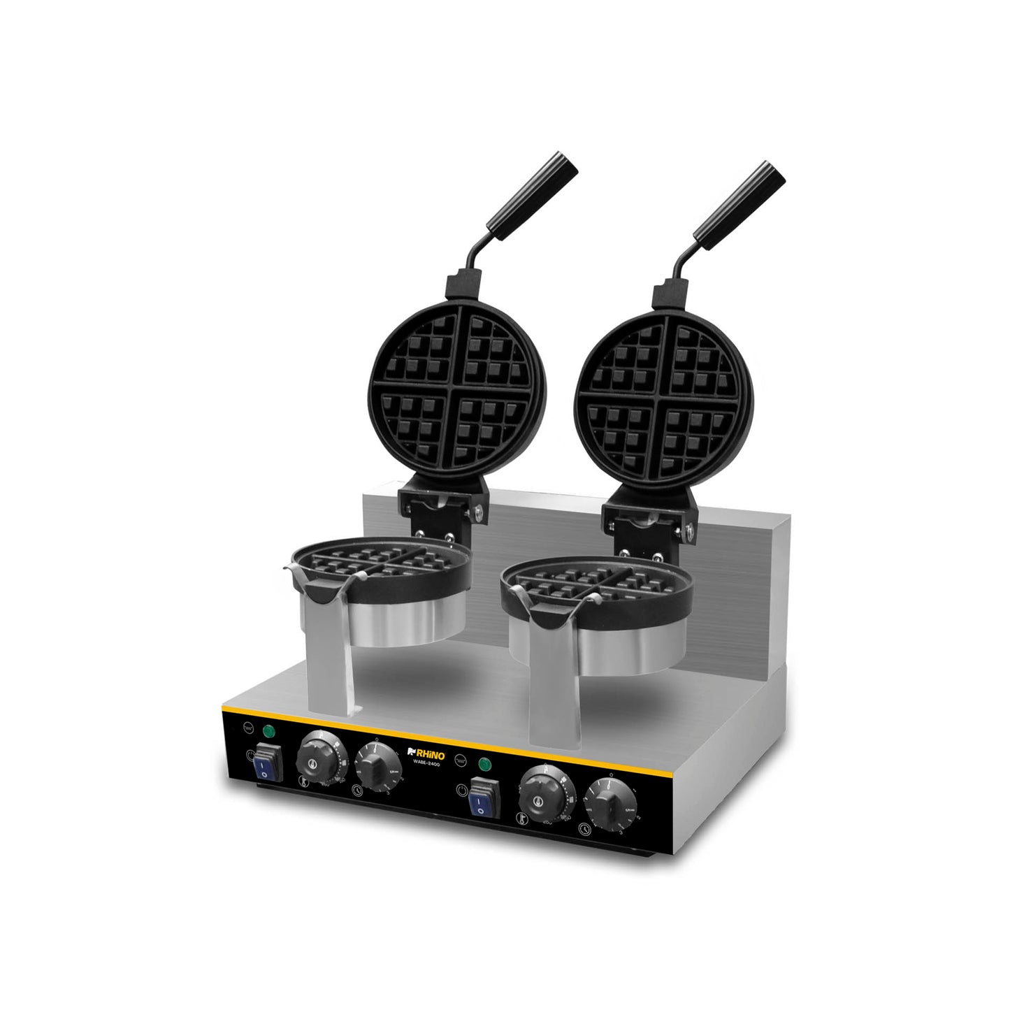Waflera Eléctrica Comercial Doble Rhino Wabe2400 Watts 127V 50 °C a 300 °C Temperatura independiente