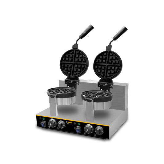 Waflera Eléctrica Comercial Doble Rhino Wabe2400 Watts 127V 50 °C a 300 °C Temperatura independiente