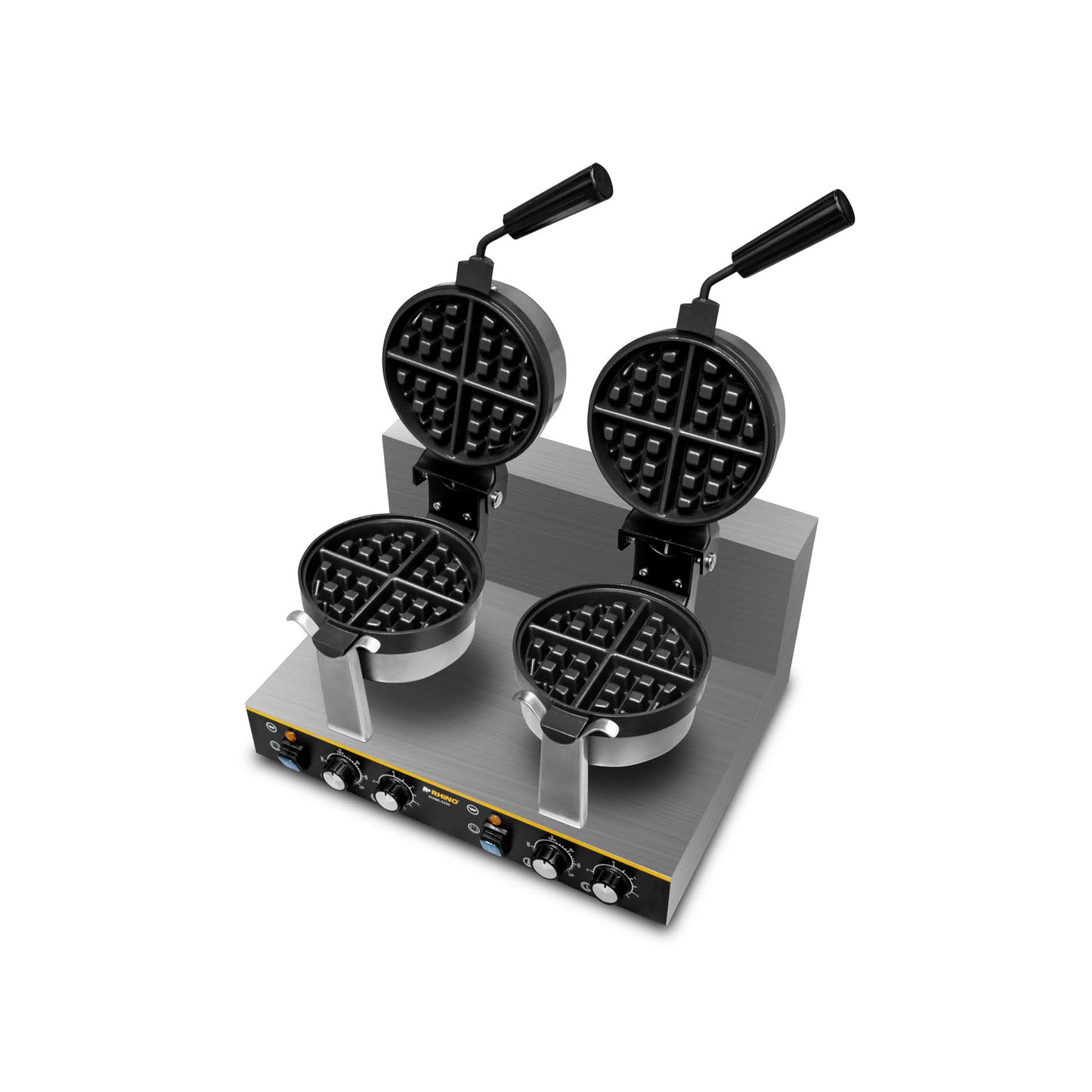 Waflera Eléctrica Comercial Doble Rhino Wabe2400 Watts 127V 50 °C a 300 °C Temperatura independiente