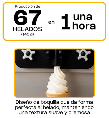 Máquina de Helado Suave Rhino 10L/h Sobremesa HELA-10 Un Solo Sabor