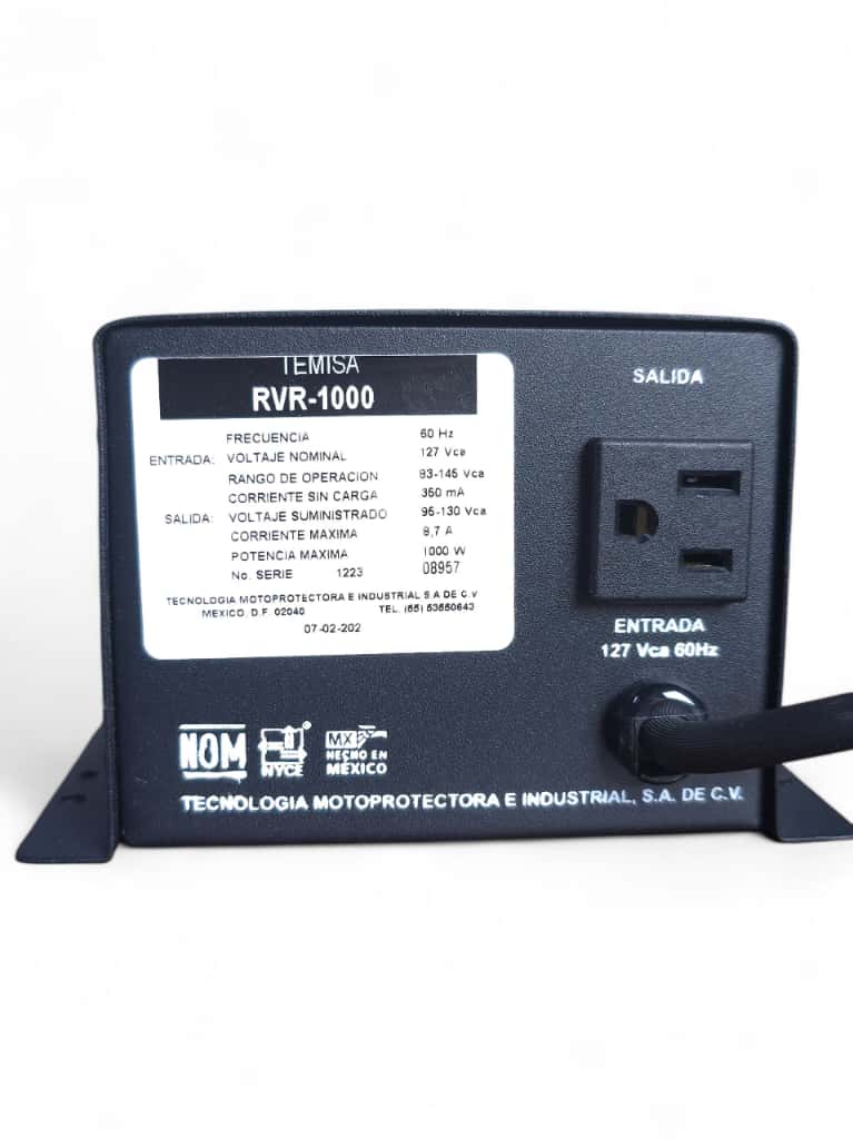 Regulador Motoprotector De Voltaje Temisa 1000 Watts Negro