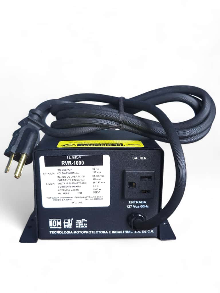 Regulador Motoprotector De Voltaje Temisa 1000 Watts Negro