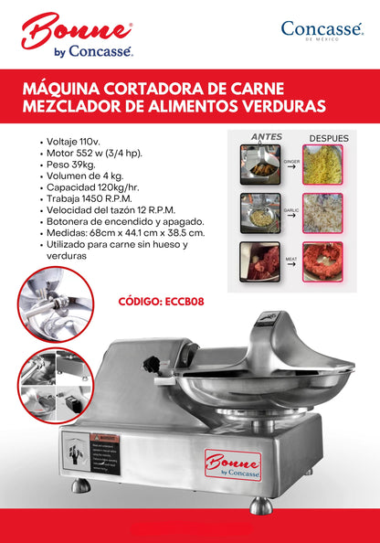 Procesador De Alimentos Cortador Mezclador De Mesa 120kg/hr