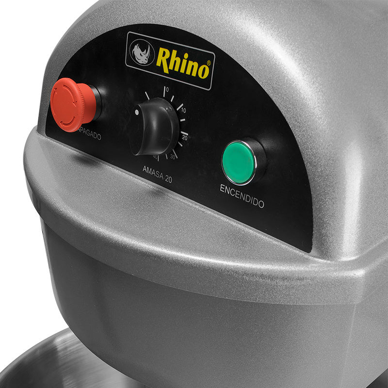 Amasadora Comercial De Procesamiento Prolongado 20 Litros Rhino AMASA-20PRO 2 Velocidades