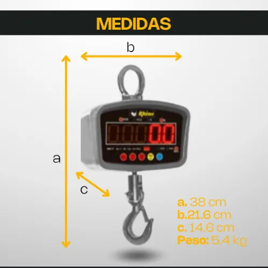 Báscula Colgante Rhino Bac 1t 1 Tonelada de capacidad 500g de precisión