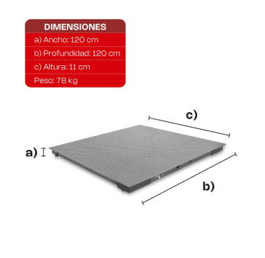 Báscula Comercial Digital Plataforma Advance Baper-12 1,500kg de capacidad, precisión de 500g