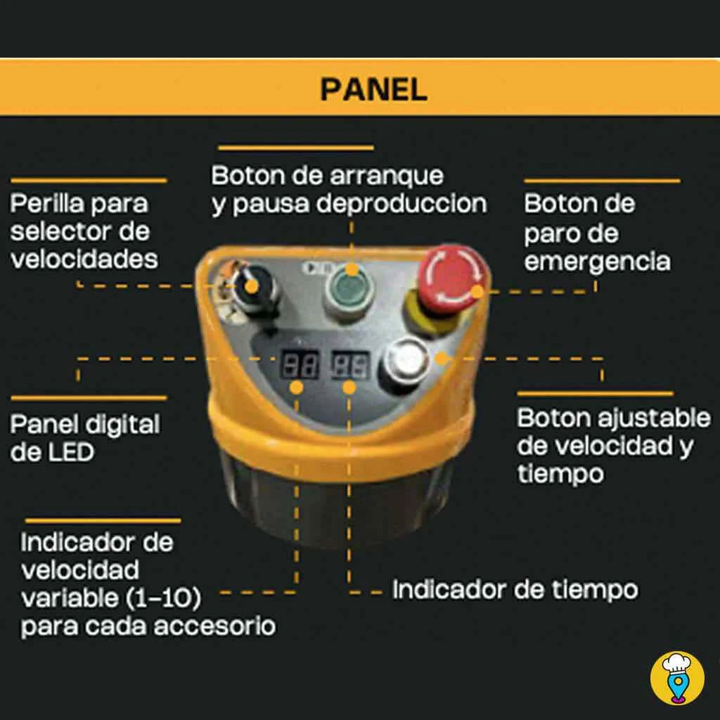 Batidora Planetaria Industrial Rhino Bati-20X Amasado 7.5kg 1000W Globo, Paleta, Gancho