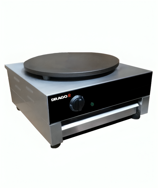 Crepera Sencilla Eléctrica Drago DE-1 30°C a 300°C Acero Inoxidable 110V 40cm diámetro