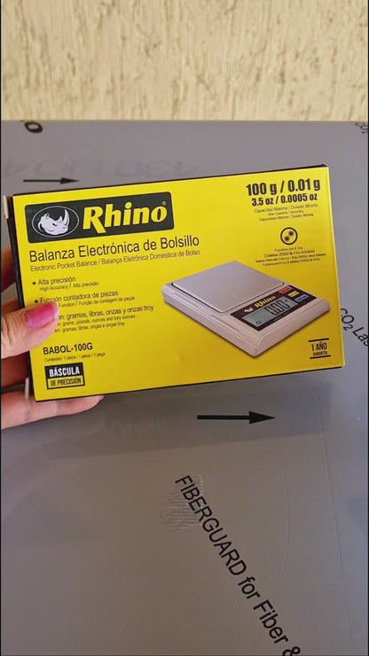 Bascula Electrónica de Bolsillo Rhino Babol100g Capacidad 100 g Precisión 0.01 g