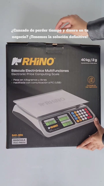 Báscula Digital Rhino 40kg 2g precisión Bar8 Rs Conexión USB Incluye cable Usb