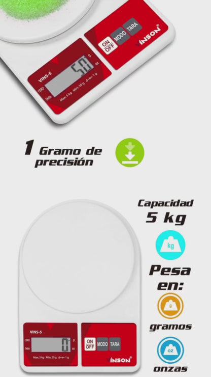 Báscula Gramera Cocina Vinson 5kg Vins5