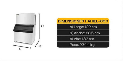 Fábrica De Hielo En Cubo Rhino Fahiel-650 Capacidad de Producción 650Kg Depósito de 400 Kg