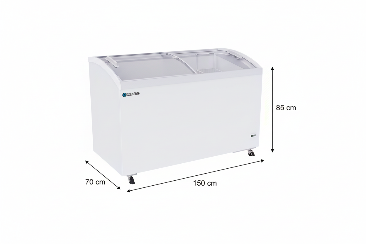 Congelador Paletero Horizontal Metalfrio Chc400 Vidrio Curvo 2 Puertas
